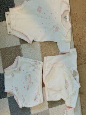 Vintage Baby Dior 4pc Layette Set Bodysuits Kimono Bloomers